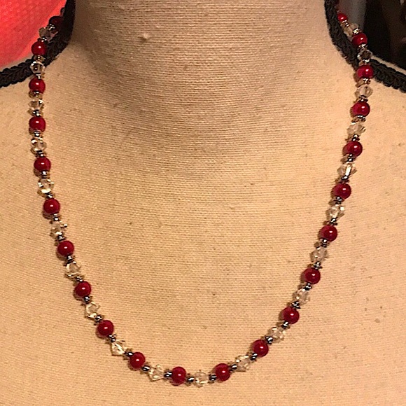 🆕🔥SWARVOSKI AUTHENTIC CRYSTALS BEAUTIFUL NECKLACE W/PINK GLASS BEADS&SILVER!! - Picture 4 of 9